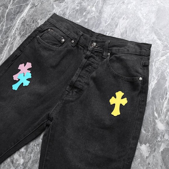 Chrome Heart Leather Patch Jeans - Picture 7 of 8